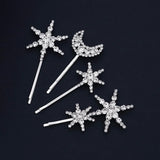 Star Moon Hairpins Clips Wedding Hair Accessories For Women Party Shining Rhinestone Hairgrips Girls Bridal Hair Clips Jewelry