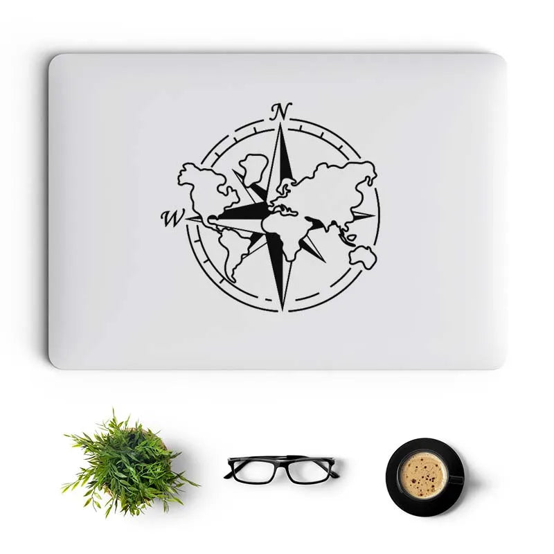 World Map Compass Laptop Decal for Macbook Pro 14 Retina Air 11 13 15.6 Inch Mac Notebook Case Skin Viny Tablet PC Cover Sticker