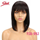 Sleek Short Bob Wigs With Bang Brazilian Straight Hair Wigs For Women Brown P4/30# Glueless Machine Made Cheap Human Hair Wigs