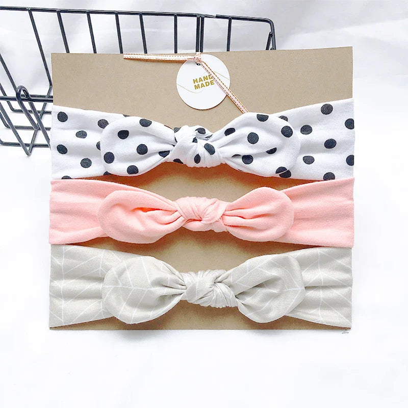 3pcs/lot Solid Nylon baby headband Bow Headbands For Cute Kids  Indian Turban Knot Rabbit Cotton Kids Hair Accessories