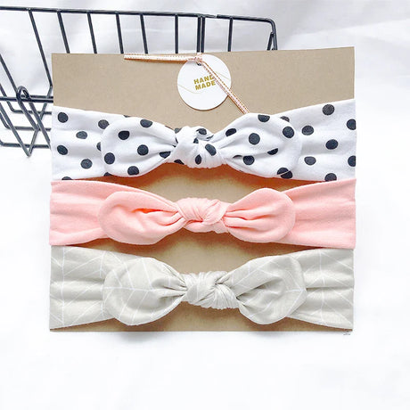 3pcs/lot Solid Nylon baby headband Bow Headbands For Cute Kids  Indian Turban Knot Rabbit Cotton Kids Hair Accessories