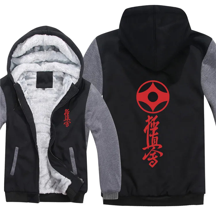 Winter Fashion Kyokushin Karate Hoodies Kyokushin Printed Casual Sweatshirt Thicken Fleece Zipper Jacket Pullover Mans Clothing