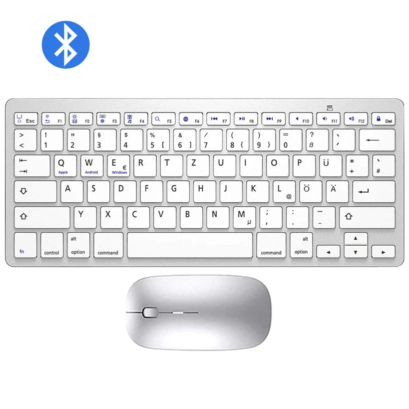 Bluetooth Keyboard Mouse Combo Ultra-Slim Mute Keycap Wireless Bluetooth Mouse Mice for Mac iPad iPhone iOS Android Windows