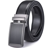 Men's Leather Ratchet Belt with Automatic Buckle 3.5CM Wide Adjustable Dress