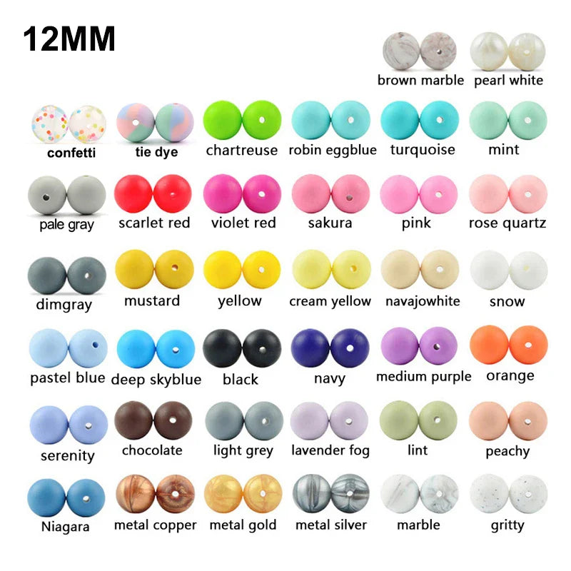 Silicone Bead Wholesale 500pcs/lot Silicone Beads 12mm & 15mm Round Shape Baby Teether Silicone BPA Free DIY Teething Accessory