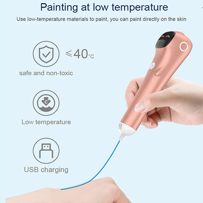 Creative 3D Pen for Safe DIY Art - Low Temp Anti-Scald PCL Filament Drawing Tool for Kids - Perfect Gift for Christmas & Birthdays!