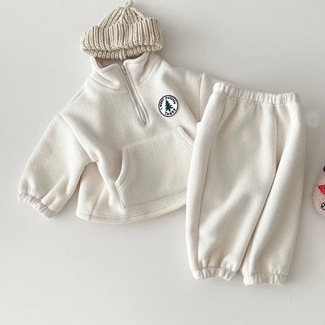 Baby Boys Clothing Sets Children Thicken Sweatshirt Kids Clothes Girls Solid Cotton Long Sleeve Pullover Tops+ Pant Suits 2pcs