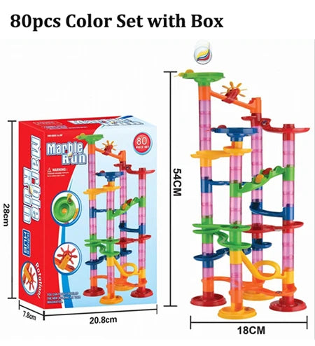 DIY Construction Marble Run Race Track Building Blocks Kids 3D Maze Ball Roll Toys Children Christmas Gift 45/93/113/142pcs Set