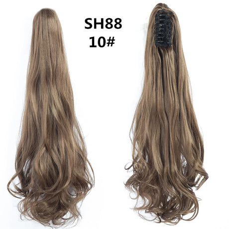 Budabuda 24Inch Long Straight Ponytail Hair Extensions For Women Synthetic Claw On Ponytail Hairpiece Black Blonde Brown