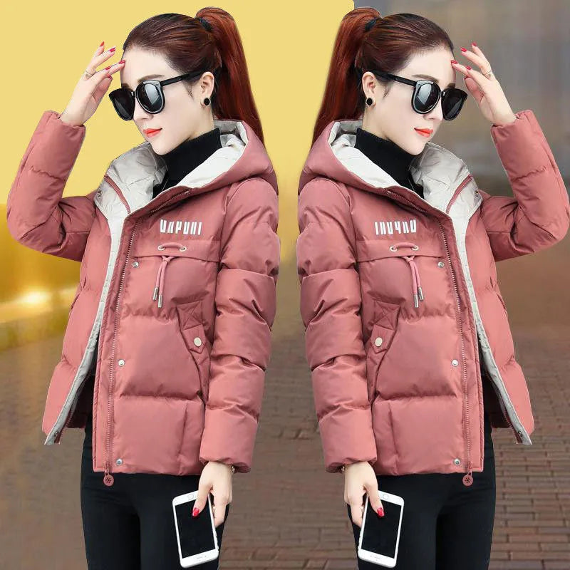 2023 New Winter Jacket Women Parkas Hooded Thick Down Cotton Padded Parka Female Jacket Short Coat Slim Warm Outwear P772