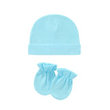 Cute Newborn Birth Set Cotton Soft Baby Nightcap With Ears Fall Winter Hat Gloves 2pcs Kit Prevent Scratching Skin Infant Stuff