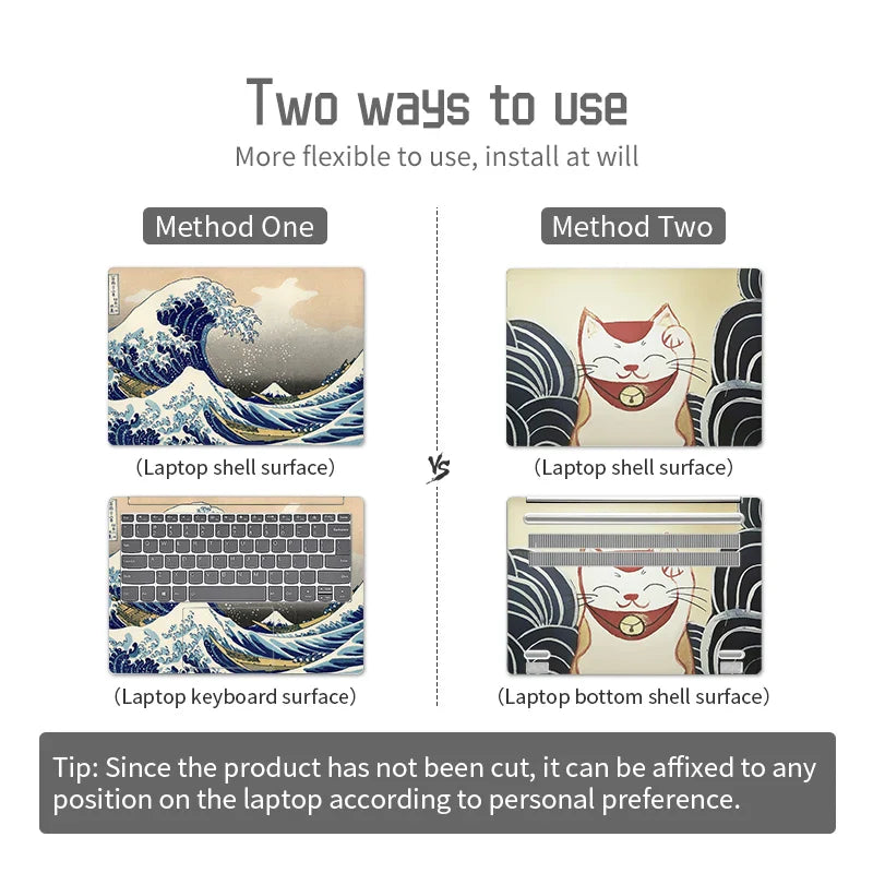 Universal Sea Wave Laptop Cover Sticker Skins Notebook Stickers 2pcs Decal 12"/13"/14"/15"/17"for Macbook /Lenovo/Asus/Hp/Acer