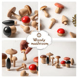 Wood Mushroom Stacking Block Balance Toy Set Montessori Early Educational Matching Assembly Toy Grasp Matching Toy for Children