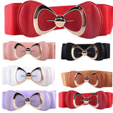 HOT SALES！！！New Arrival Women Bowknot Buckle Metallic Faux Leather Waistband Elastic Croset Waist Belt Wholesale Dropshipping