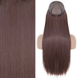 MERISIHAIR Synthetic No Clip Invisible Wire Hair Extensions Straight Black Blonde One Piece False Hairpiece Hair Extension