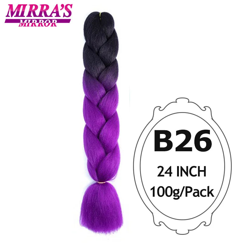 Jumbo Braiding Hair Extensions 24inch Ombre Hair For Braids 5Pcs Box Braid Yaki Texture Synthetic Fiber Fake Hair Mirra’s Mirror