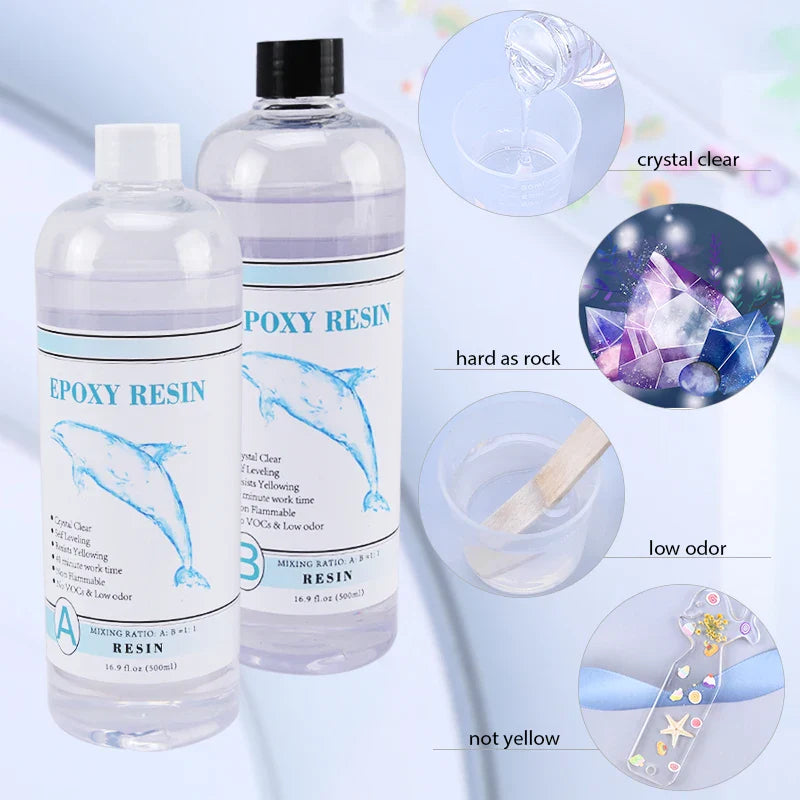 1:1 Clear Epoxy Resin Crystal Clear Art Resin Epoxy 2 Part Epoxy Casting Resin Kit with Measuring Cups, Stick, Silicone Gloves