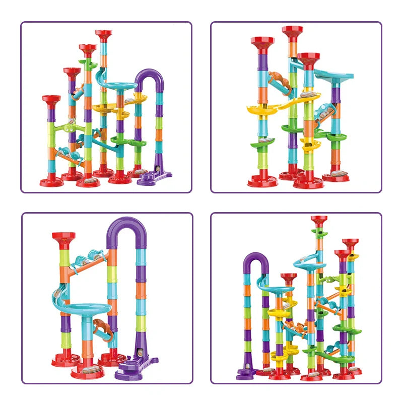 DIY Construction Marble Run Race Track Building Blocks Kids 3D Maze Ball Roll Toys Children Christmas Gift 45/93/113/142pcs Set