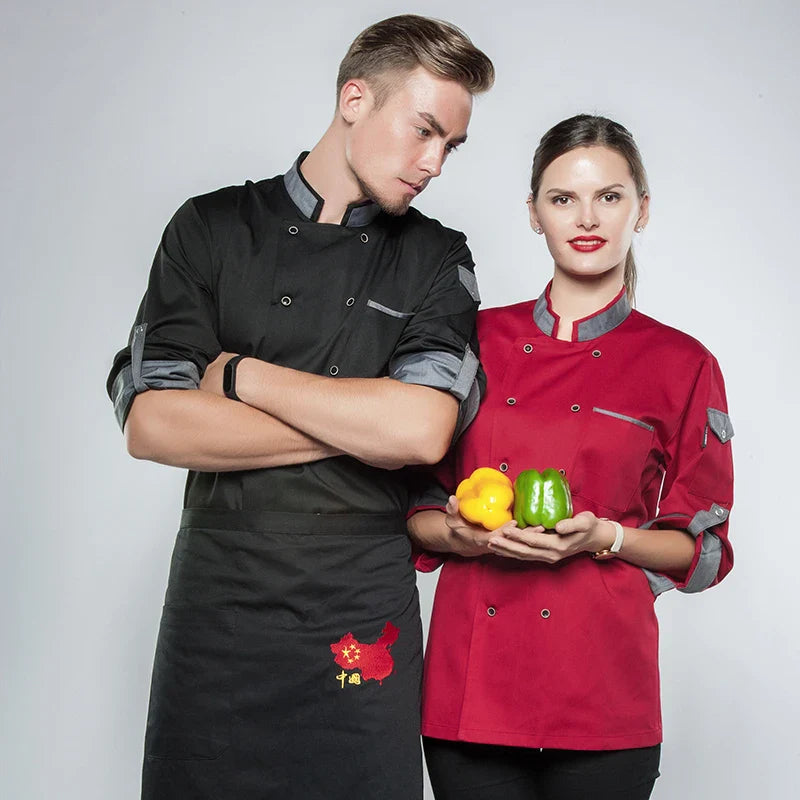 chef shirt Chef Jacket Long Adjustable Sleeve Men Women Unisex Cook Coat Restaurant Hotel Kitchen Wear Waiter Uniform