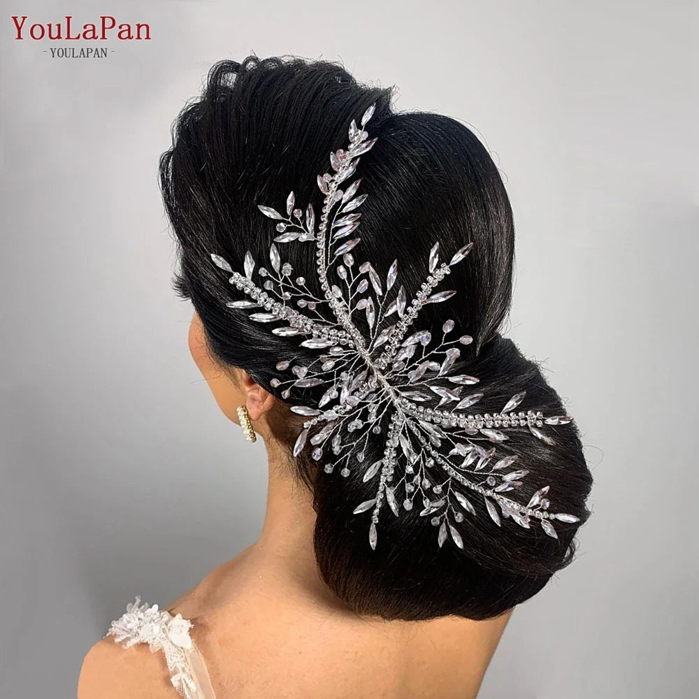 YouLaPan Bridal Hair Clip Wedding Headwear Women Clip Handmade Hair Accessories Bridal Headpiece Banquet Party Jewelry HP287