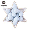 Let's Make 100Pcs Crochet Beaded Wood Teether 16mm Round Baby Wooden Teether Crochet Toys Braided Teething Beads Baby Oral Care