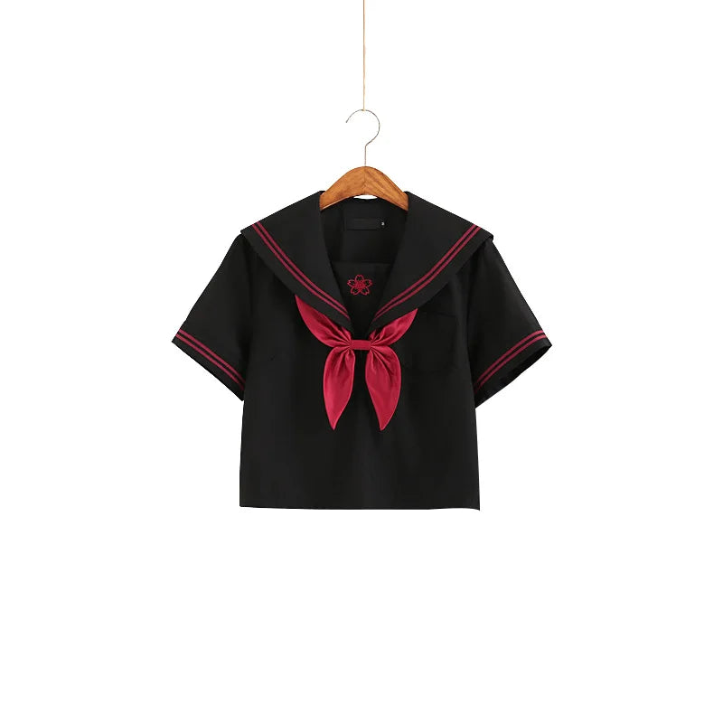 Dark Demon Japanese JK Sets School Uniform Girls Sakura Embroideried Autumn High School Women Novelty Sailor Suits Uniforms XXL