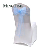 25pcs 275cm Sheer Organza Chair Sashes Band Ribbon Belt Bow Cover Rustic Wedding Party Birthday Banquet Ceremony Decoration