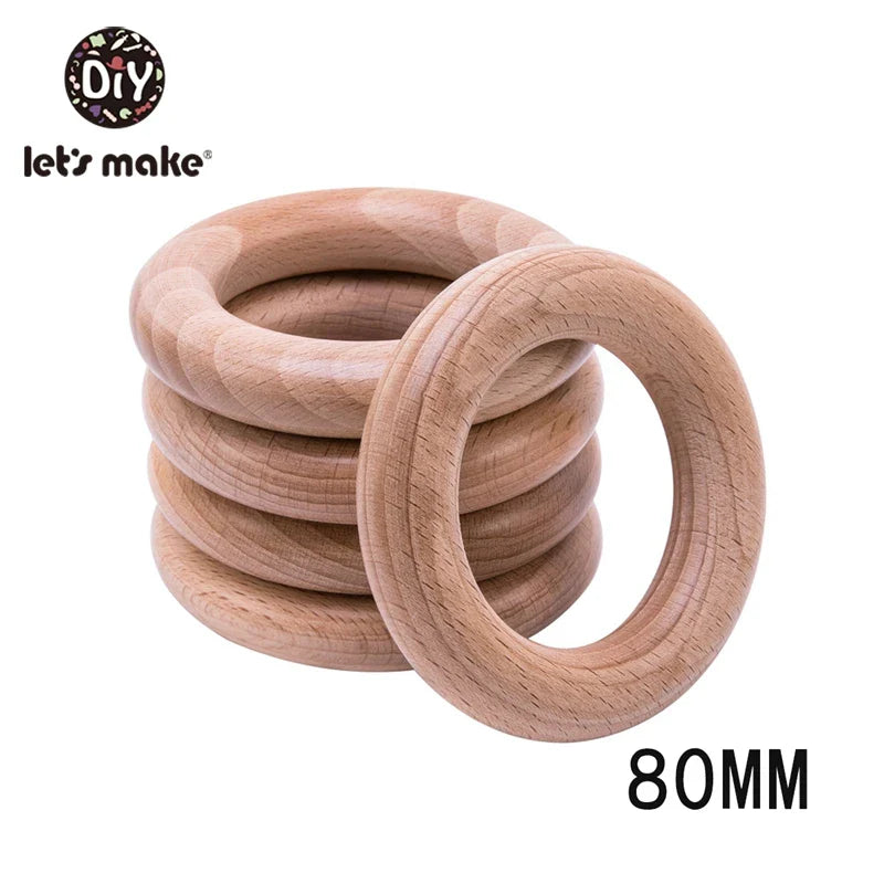 Let's Make Natural Wood Teething Ring All Size 20pcs Beech 40/55/60/65/70/80MM DIY Baby Wooden Toys Handmade Accessories Crafts