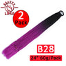 24Inch Synthetic Pontail Tail Hair Ombre Braiding Hair Jumbo Braid Same Color Crochet Hook Braids Hair Extension 2Packs