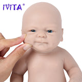 IVITA WG1512 36cm(14inch)1.65kg Full Body Silicone Bebe Reborn Doll Unpainted Unfinished Soft Dolls Lifelike Baby DIY Blank Toys