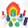 Wooden Rainbow Block Wood Stacking Toys Grimms Rainbow Building Blocks Balls Montessori Eductaional Toy Kids Rainbow Stacker