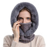 Winter 3 in1 Warm Women Knitted Ski Hat With Scarf Neck  Fleece Lined Hood Face Mask Adult Balaclava For Outdoor Sports