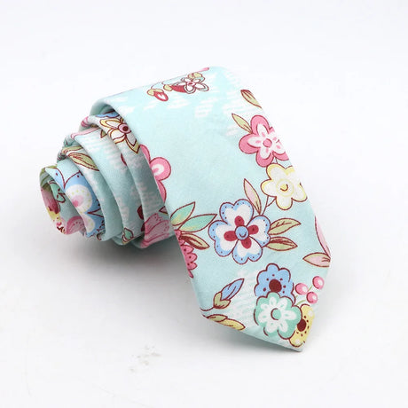 New Floral Tie For Men Skinny Casual Cotton Necktie For Wedding Casual Mens Neckties Classic Suits Flower Print Neck Ties Cravat