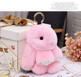 Cute Plush Bunny Keychain Women Fur Pom Pom Angel Rabbit Key Ring Hare Plush Dolls Toy Girls Bag Car Key Pendant Kids Xmas Gift