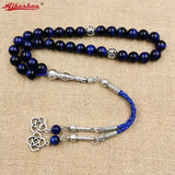 Natural blue tiger eye Tasbih Muslim Man bracelets Gift Eid misbaha accessories 33 66 99 prayer beads gemstone islamic rosary