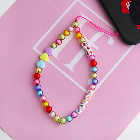 New Mobile Phone Chains Strap Lanyard Colorful Pearl Soft Pottery Rope Cell Phone Case Hanging Cord for Women Wholesale