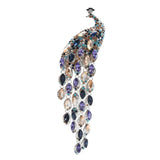 Wuli&baby Big Lusury Peacock Brooches For Women Lady Beauty Rhinestone Tassel Tail Bird Party Office Brooch Pin Gifts