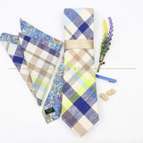 5 PCS Luxury Cotton Patchwork 7cm Tie Set Brooch Pin Clip Hankie Cufflink Men Party Daily Striped Floral Cravat Gift Accessory