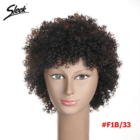 Sleek Natural Brazilian Afro Kinky Curly Human Hair Wigs F1B/33 Red 99J Short Machine Made Remy Human Hair Wigs For Black Women