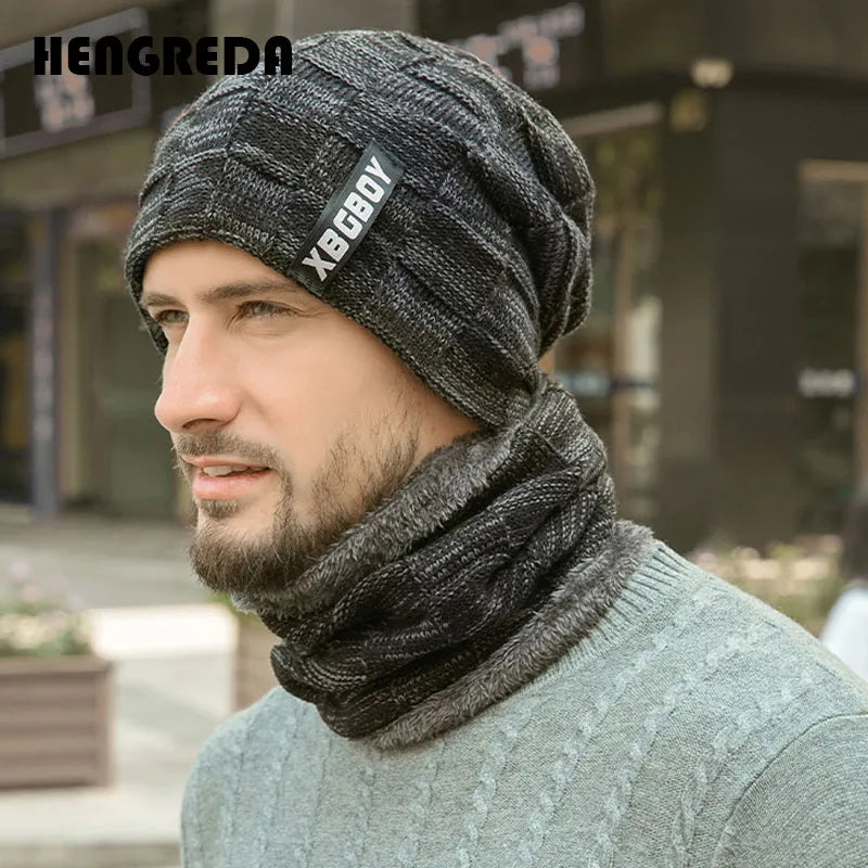 2019 Winter Beanie Hats Scarf Set Warm Knit Hat Skull Cap Neck Warmer with Thick Fleece Lined Winter Hat and Scarf for Men Women