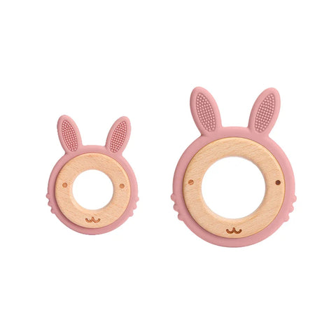 Bite Bites 2pcs/1set Baby Teeth Silicone Cartoon Rabbit Beech Ring Teeth DIY Teething Toys For Teeth Baby Oral Care Accessories