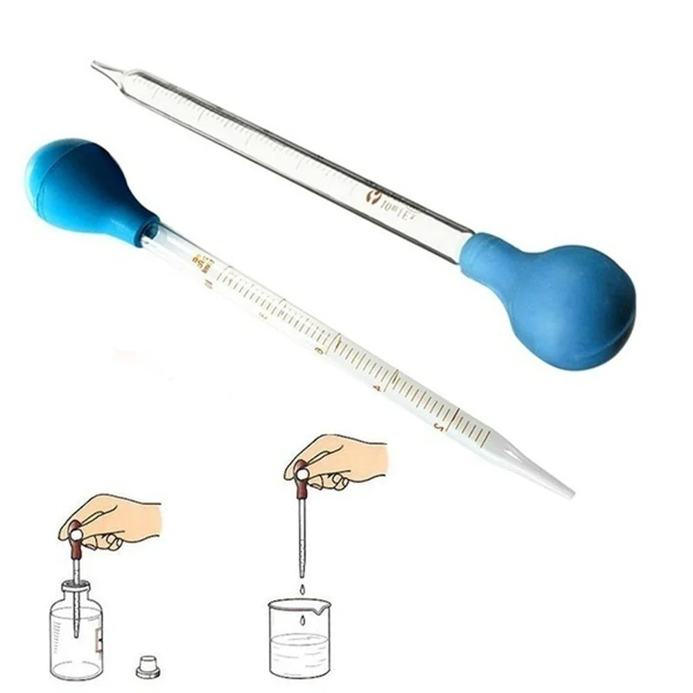 NEW 3/5 Pcs (0.5/1/2/3/5/10ml) Glass Scale Line Dropper Pipette Lab Dropper Dropping Pipette Blue Rubber Head Pipettors