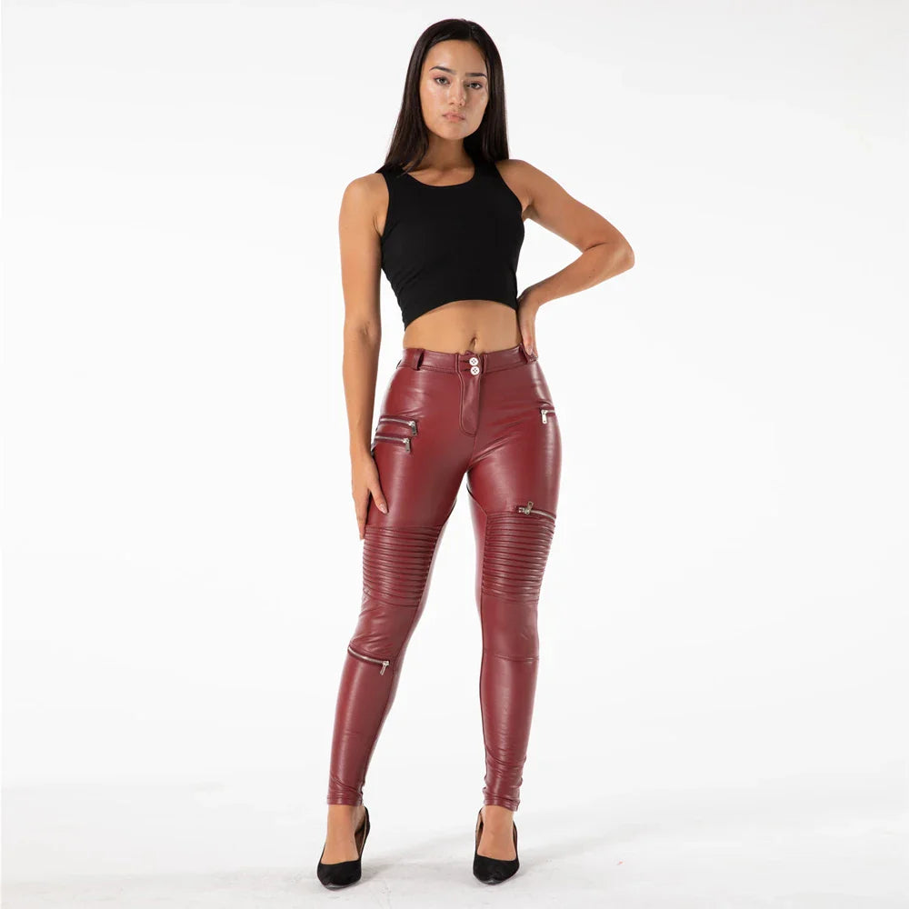 Shascullfites Melody Fitting Leather Motorcycle Leggings Pants with Fur Inside Black Motor Leggings for Women Motocross Leggings