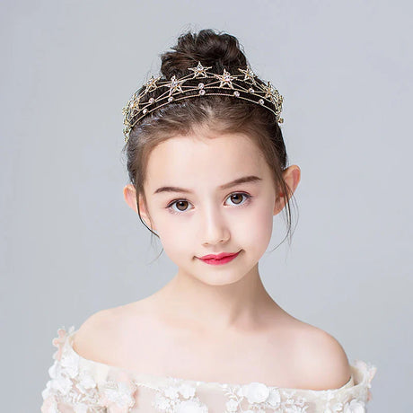 New Silver Color Gold Handmade Headbands Pearls Crystal Tiara Chlidren Hairbands Wedding Hair Accessories Veil Women Girls Kid