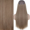 MERISIHAIR Synthetic No Clip Invisible Wire Hair Extensions Straight Black Blonde One Piece False Hairpiece Hair Extension