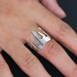 Creative Silver Color Flame Opening Adjustable Womens Ring For Men Women Jewelry Set Hip Hop Christmas Gift Band Anillo