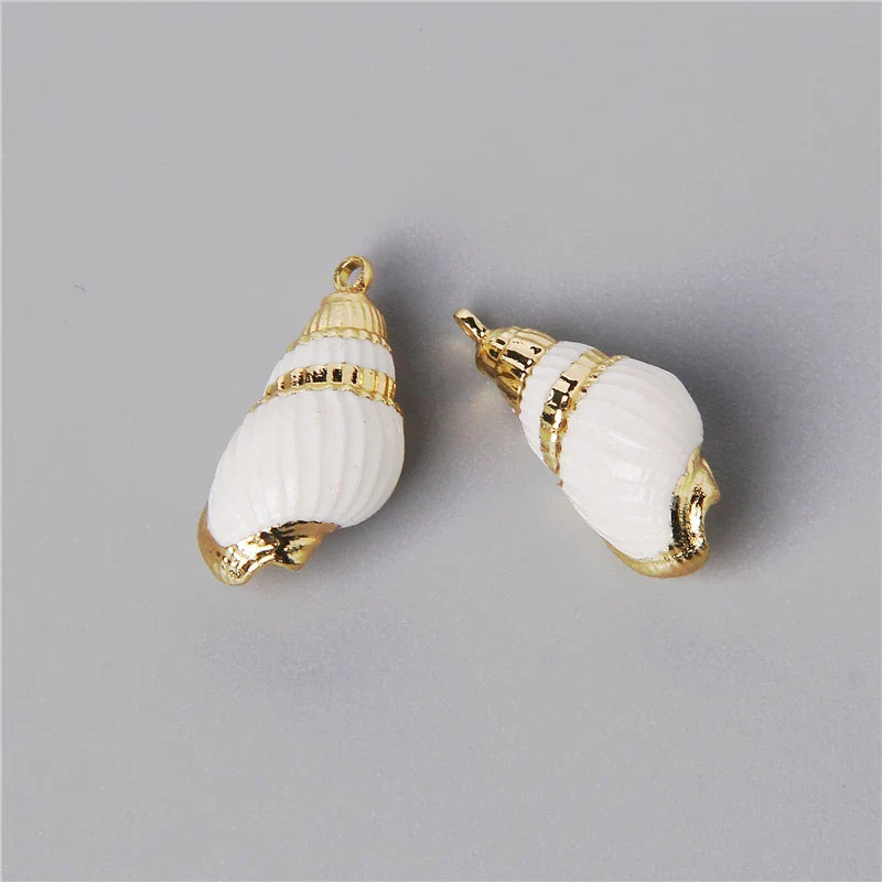 10PCS Natural White Shell Charms Tiny Conch Cowrie Beach Sea Shells Pendant for DIY Jewelry Making Necklace Bracelet Vacation