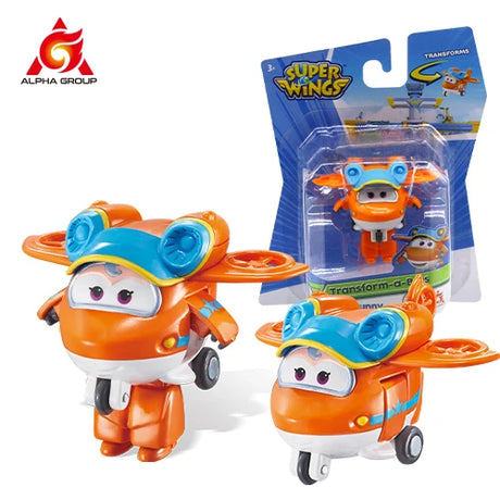 Super Wings S5 2" Mini Transforming Deformation Transform-a-Bots Airplane Action Figures Robot Transformation Toys For Kids Gif