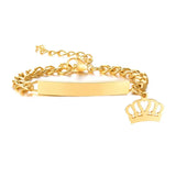 Personalize Baby Name Bracelet Figaro Chain Smooth Bangle Link Gold Tone No Fade Safty Jewelry 12cm to 15cm