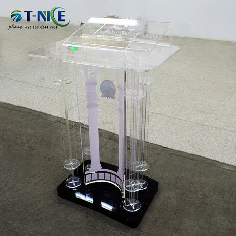 2024 AKLIKE Big Modern Fashion Acrylic Platform Church Podium School Restaurant Rostrum Reception Lecterns Commercial Furniture